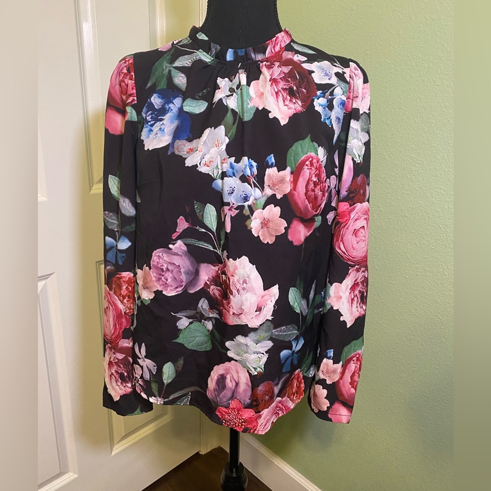 Alex Marie Floral Black Women's Blouse